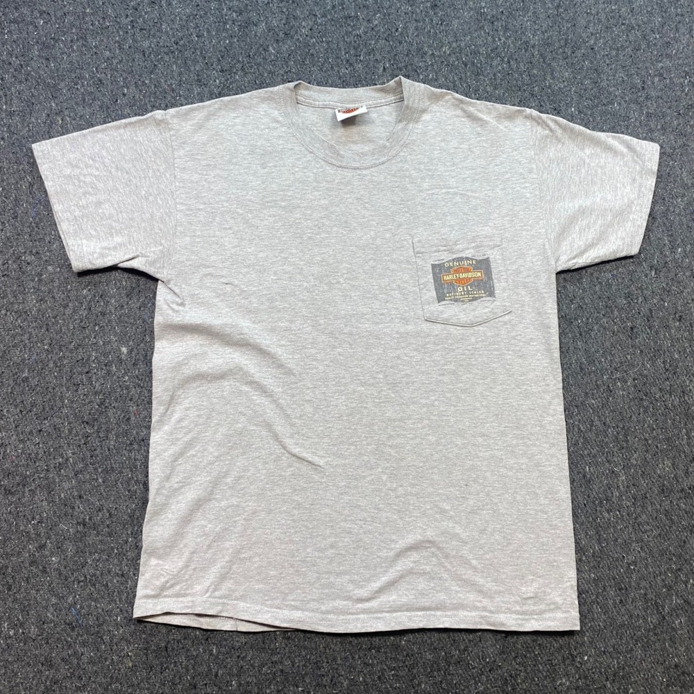 Harley Davidson Laconia New Hampshire TShirt Sz L Mens Gray Biker Moose Graphic